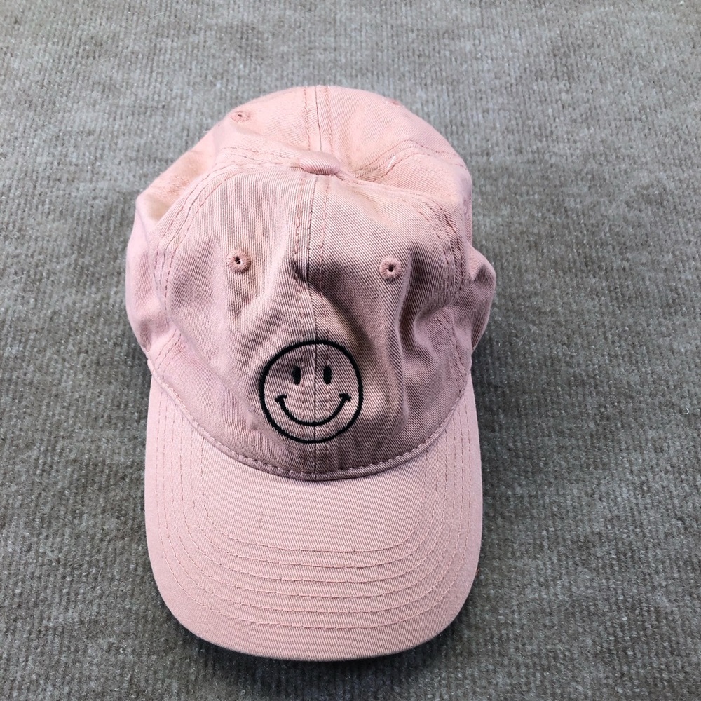 Chok lids pink adjustable baseball hat with a smiley face